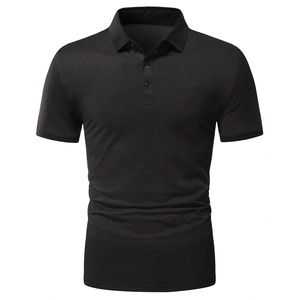 Couleur noire bonne vente hommes vêtements de rue Service OEM meilleur dernier imprimé coton tricot grande taille polo pour hommes - Product Image 1