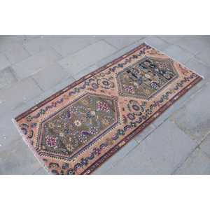 Tapis turc 2,5x5,2 pieds, petit tapis vintage, tapis persan marron bleu - Product Image 3