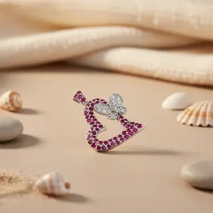 สร้อยคอจี้รูปหัวใจประดับทับทิมเงินแท้สำหรับเป็นของขวัญผู้หญิง - Product Image 3