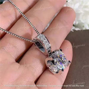 Colgante de lujo para mujer con diamante creado en laboratorio de corte redondo de 2.00 quilates de calidad AAA+ en oro blanco de 14K sobre Cus-Jew66 - Product Image 4