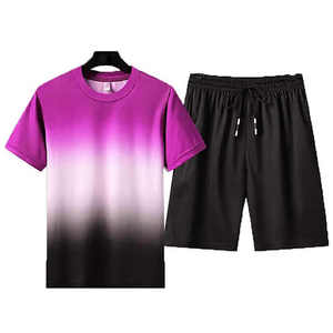 Conjunto corto informal de verano para hombre al por mayor manga transpirable impresión personalizada por sublimación - Product Image 1