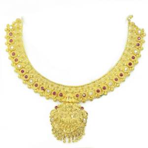 Juego de Joyería de Oro de 14K, 18K y 24K al por Mayor, Juego de Collares Tradicionales del Templo Lakshmi Hechos en India, Juego de Joyería de Moda - Product Image 4