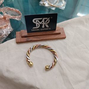 Tri Tone Twisted Copper <b>Bangle</b> Adjustable Open Cuff Handmade Polished Finish Traditional Lightweight Solid Craft for Men Women - Product Image 4