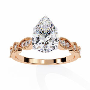 <b>Vintage</b> 1.30 CTW Pear Lab Grown Diamond <b>Ring</b> with 10K / 14K / 18K <b>Gold</b> Options High Quality Luxury Wedding Engagement <b>Ring</b> - Product Image 2