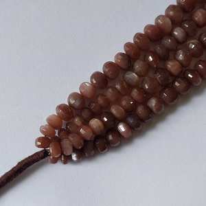 Cuentas de piedra lunar de Chocolate Natural facetadas Rondelle cuentas de piedra lunar de corte escalonado cuentas de piedras preciosas sueltas para la fabricación de joyas - Product Image 4