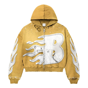 Diseño de moda Sun Faded Printing Hooded & Sweat Pant Suit Cómodo Fleece Fabric Winter Warm Distressed transpirable Chándales - Product Image 4