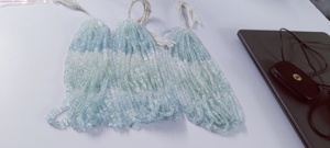 Natural Aquamarine <b>Stone</b> <b>Beads</b> Blue Gemstone Double Shaded Cut Third Party Certified Small Size 3mm/4mm for Jewelry Mehrajudin - Product Image 4