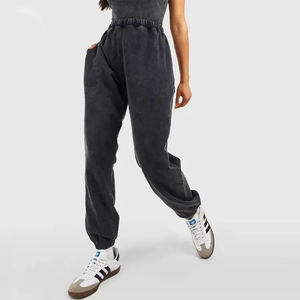 Pantalon de survêtement chaud en polaire pour femme, coupe décontractée, épais, délavé à l'acide, idéal pour l'entraînement et la course à pied - Product Image 3