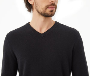 Pulls en cachemire 100% pour hommes, col en V, de haute qualité, en gros, personnalisés, logo personnalisé, tricotés, pour l'hiver - Product Image 3