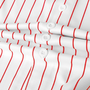 Blanc Uni Blanc En Rouge Doublure De Couleur Chemises De Baseball Boutonné Uniformes De Sport Équipe Porter Maillot De Baseball - Product Image 5