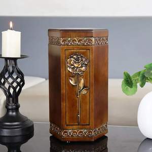 Large Hand-Engraved Rose Flower Design Wooden Cremation Urn for Adults Memorial Urn for <b>Mom</b> or Dad for Ashes - Product Image 6