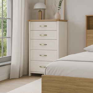 Modern 5-Drawer Dresser, Tall Bedroom Storage Chest, Minimalist Wooden Organizer Unit - Product Image 1