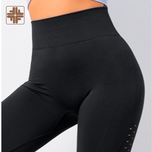 Vente en gros sur mesure Pantalon de yoga taille haute longueur cheville pour femmes-Taille élastique Vêtements de sport solides respirants et à séchage rapide - Product Image 2
