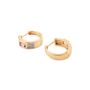 Nuevos Pendientes de Aro con Zafiro Rosa y Diamantes Engastados en Bisel, Hechos a Mano en Oro Amarillo Puro de 14K, Joyería Fina con Piedra de Nacimiento, Proveedor - Product Image 6