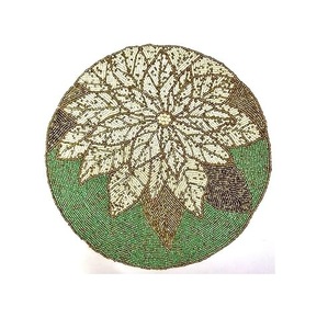 Leaf <b>Beaded</b> Design Colored <b>Beaded</b> <b>Placemat</b> Best for Table Decor Home Decor Coaster Mat <b>Beaded</b> Design and Shaped - Product Image 4