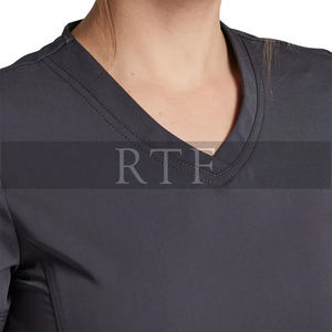 Uniformes hospitaliers unisexes écologiques, col en V, bouton pression, en tissu doux, pour soins infirmiers, ensembles de gommage médical pour femmes - Product Image 4