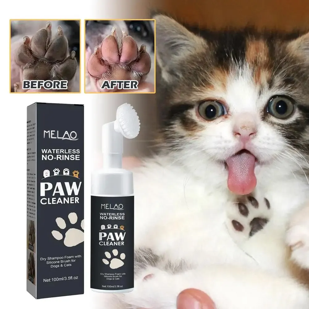 Ingredientes naturales Limpiador profundo de patas de gato sin enjuague Limpiador de patas Champú de espuma para mascotas con cepillo para perros