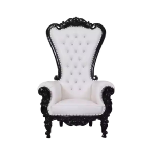 Chaises de trône reine et roi de luxe de qualité supérieure avec dossier haut meubles de salon et de banquet en bois massif pour événement de mariage - Product Image 3