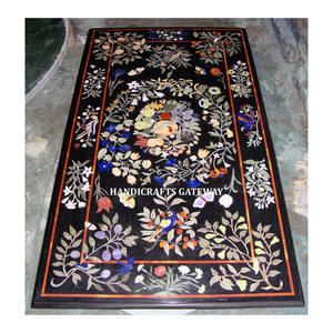 Vente chaude marbre incrustation dessus de Table fabriqué à la main marbre café et thé dessus oeuvre/incrustation prêt à expédier Table en marbre noir - Product Image 1