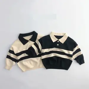 2023 Wholesale OEM ODM factory hot sell kids winter sweater long sleeve baby girl sweaters striped kids knitting sweater