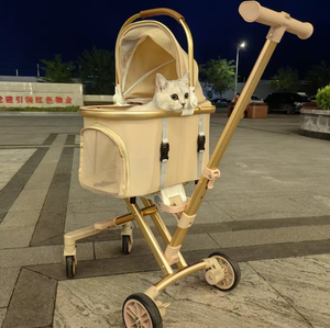 Detachable Pet Stroller for <b>Small</b> Dogs Cats Foldable 4-Wheel Travel Cart Removable Carrier Oxford Fabric Two-Hand Folding - Product Image 2