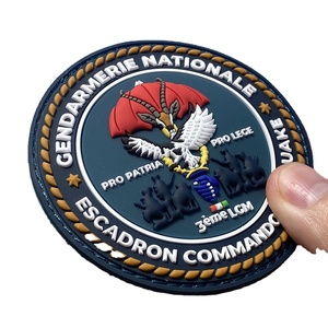 Rubber Patches 3D PVC Heart Eagle Goat Emblem Durable Gold <b>Edge</b> Eco-Friendly Sew-On for Jackets Bags Hats Gendarmerie - Product Image 1