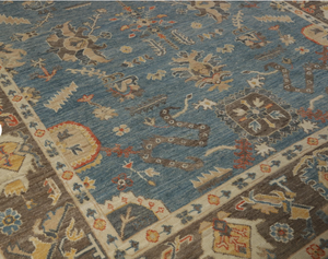 Alfombra Oushak turca tradicional hecha a mano 9x12 Color apagado antiguo Tamaño y color personalizables para picnics - Product Image 1