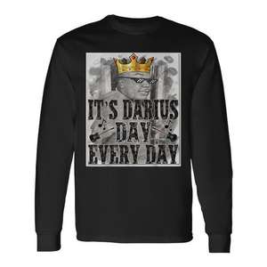 Darius Day Meme <b>Compressed</b> <b>Long</b> <b>Sleeve</b> T-<b>Shirt</b> Plus Size Embroidered Graphics - Product Image 1