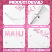 Weiße Leder-Mahjong-Karten-Clutch-Hülle für Karten, Mahjong-Zubehör, Schutzhülle mit Mahjong-Set