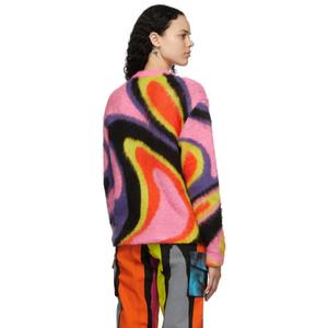 Chándal de punto ODM con logotipo personalizado para hombre, chándal de manga larga de Mohair, cuello redondo Jacquard borroso para invierno con diseño OEM - Product Image 4