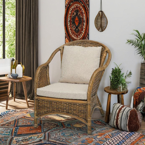 Fauteuil de loisirs ALETA TWISTED en rotin tressé moderne et confortable, fait main en Indonésie, pour salon, hôtel, salle à manger, centre commercial, école - Product Image 2