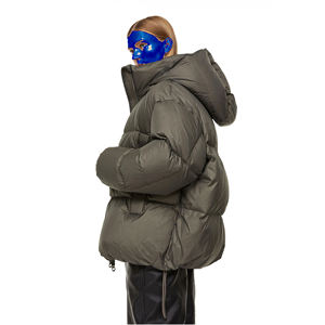 Stylish <b>Women's</b> Reversible Winter Thin Bubble Faux <b>Fur</b> Trim Down Jacket High Quality Wholesale Puffer in Stock - Product Image 5