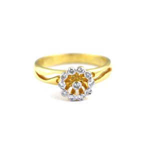 Bague empilable en argent sterling 925 avec fleur en diamant et pierres précieuses, faite à la main - Product Image 1