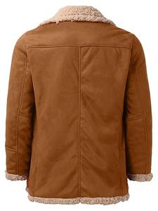 Abrigos de invierno con estilo para hombre, chaquetas gruesas y cálidas de lana, cuello vuelto, cierre de botón, cremallera, lienzo impreso para clima frío - Product Image 3