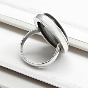 แหวนอัญมณีลาบราดอร์ธรรมชาติทำด้วยมือสุดคลาสสิกดีไซน์คลาสสิก925อัญมณีรูปไข่สเตอร์ลิงเครื่องประดับอัญมณี - Product Image 3