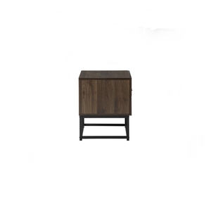 Functional 2-Drawer Metal Frame CAPRI Side <b>Table</b> for Modern Apartment Storage and Wide <b>Walnut</b> Colour Nightstand for Bedroom - Product Image 3