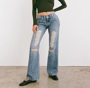 Jeans de Mujer Retro Vintage, Holgados, de Pierna Recta, Cintura Baja, Transpirables, Versátiles, Estilo Casual para Verano e Invierno - Product Image 2