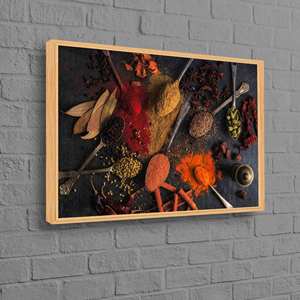 Printed Canvas Artwork: Spices Wall Art for Kitchen Decor,1P-Natural <b>Framed</b> - Product Image 1