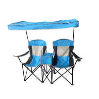 Chaise de plage moderne pour camping double pour deux personnes Chaise de pêche pliable avec auvent en métal durable pour parc et école