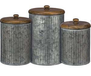 Ms inc Galvanized Iron Farmhouse Kitchen Storage Canister Vintage Home Metal Storage Canister for <b>flour</b>, tea, coffee, cookies - Product Image 3
