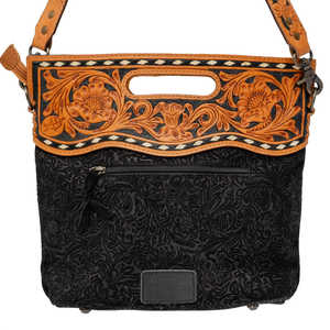 Bolso cruzado vintage de cuero auténtico para mujer, bohemio occidental, tallado a mano, diseño bordado, moda de Invierno para mujer - Product Image 2