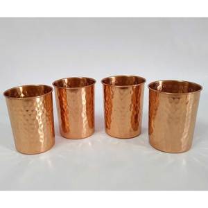 Vaso de cristal de cobre puro hecho a mano, taza para beber, artesanía tradicional de calidad de exportación India para beber agua - Product Image 1
