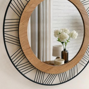Handmade Wood Bone Inlay Resin Sunburst <b>Wall</b> <b>Mirror</b> Smooth Edge Modern Geometric Design for Living Room Entryway REHMAN CRAFT - Product Image 5