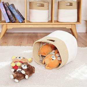 Cesta de almacenamiento para cambiar pañales de bebé, cuerda de yute, doble capa con asas para uso en cocina de bebé, novedad de 100% - Product Image 4