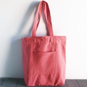 Sac fourre-tout décontracté en toile délavée, grande capacité, résistant à l'eau, sac tendance pour l'été et l'automne, fermeture ouverte, couleur unie - Product Image 3