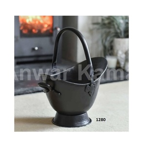 Cubo de carbón de hierro y níquel negro de Venta caliente con mango de diseño de hoja para la decoración interior y exterior del hogar - Product Image 6