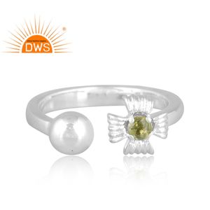 Best Quality Fine Sterling Silver Natural Peridot Gemstone <b>Adjustable</b> <b>Ring</b> Custom Jewelry for Women Gift for Her - Product Image 3