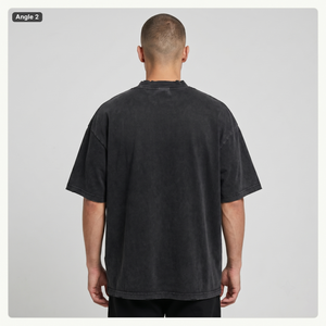 T-shirt Homme Oversize Vintage Streetwear en Coton Épais Délavé à l'Acide avec Impression Graphique et Strass, Modèle Vierge OEM - Product Image 2