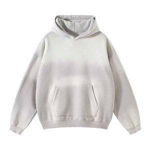 Customized Drop Shoulder Men's Distressed Hoodie Long Sleeve Heavyweight Hoodie <b>Plain</b> Street-wear Loose Fit Casual <b>Hoodies</b> Men - Product Image 3