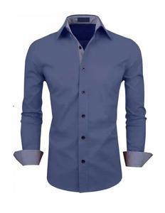 Gran oferta, nueva moda para hombre, camisa informal de manga larga con botones de Color sólido para primavera y otoño, hilo teñido transpirable antiretráctil - Product Image 1